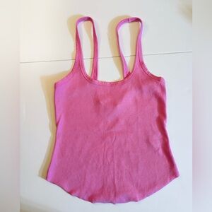 Free People Movement, Pink, Ribbed Spaghetti Strapped Tank Top, Size Medium